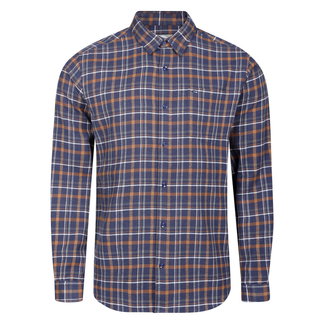 Peter Gribby Long Sleeve Navy Check Shirt Hover Image