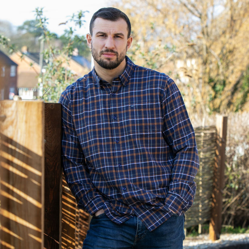 Peter Gribby Long Sleeve Navy Check Shirt
