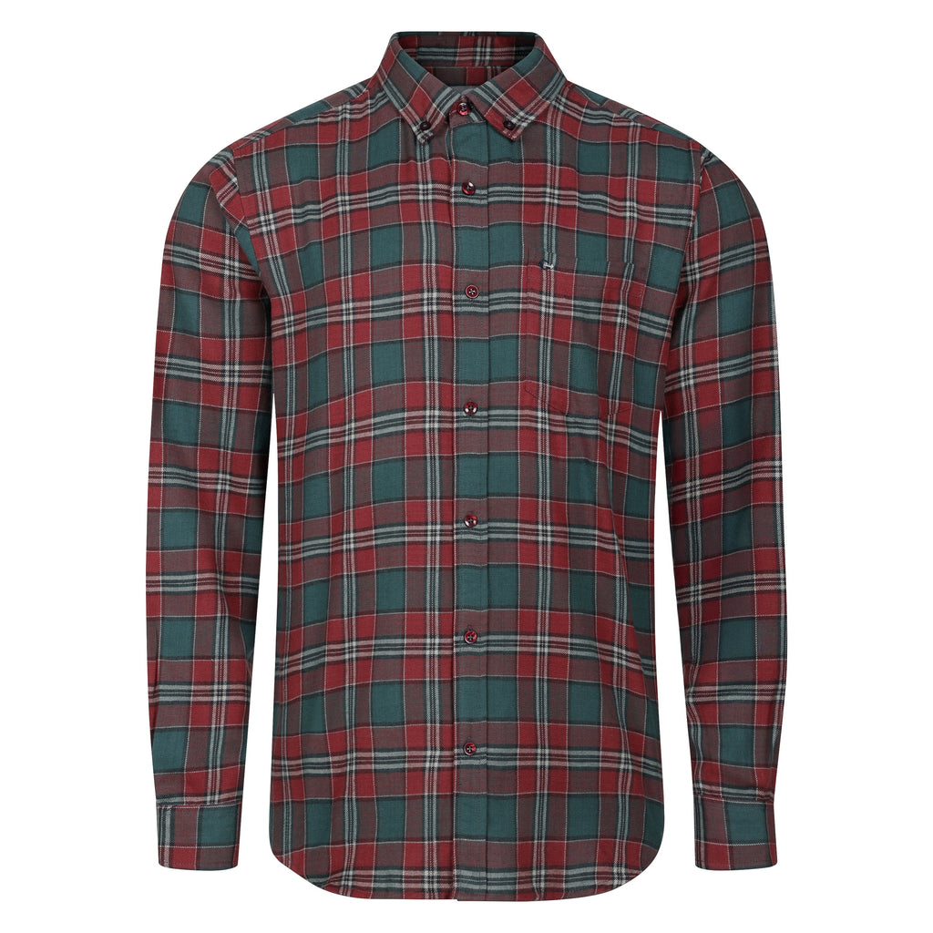 Peter Gribby Long Sleeve Wine Check Shirt