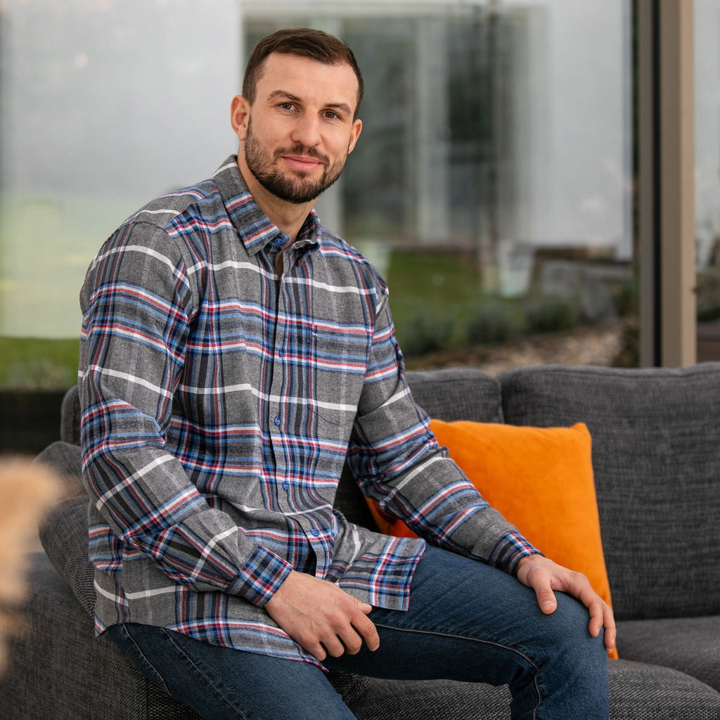 Peter Gribby Long Sleeve Silver Check Shirt