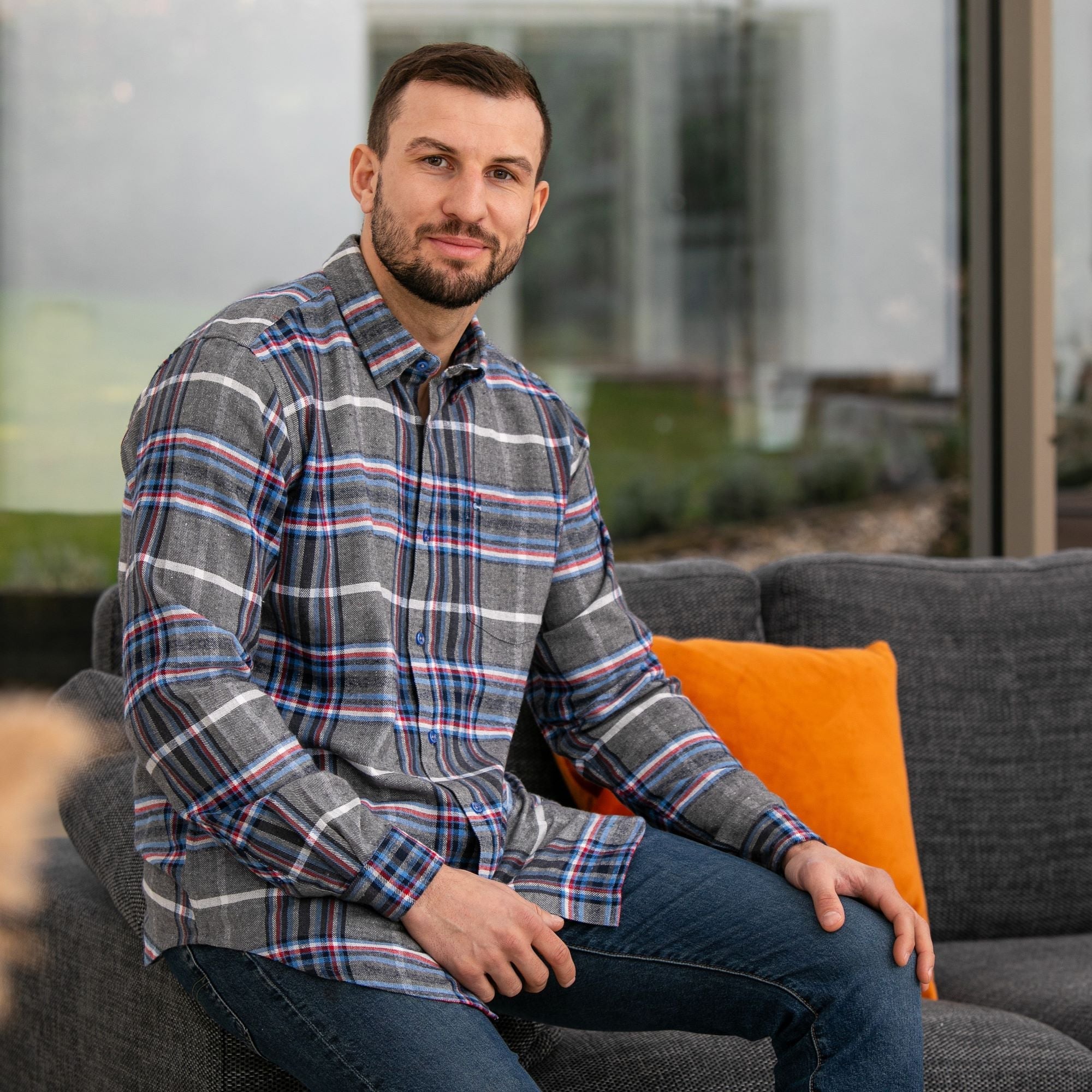 Peter Gribby Long Sleeve Silver Check Shirt