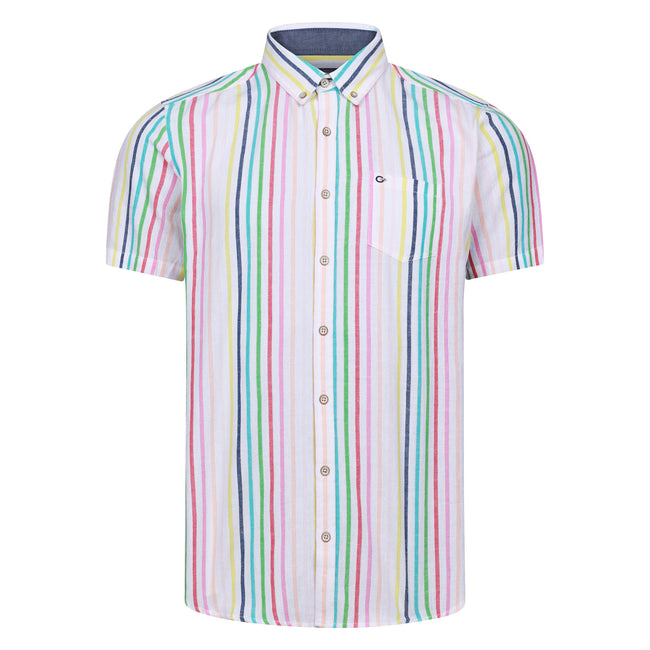 Peter Gribby Short Sleeve Multi Stripe Shirt Hover Image