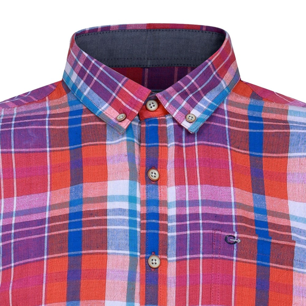 Peter Gribby Short Sleeve Coral Check Shirt