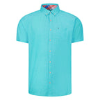 Peter Gribby Short Sleeve Linen Rich Shirt - Aqua