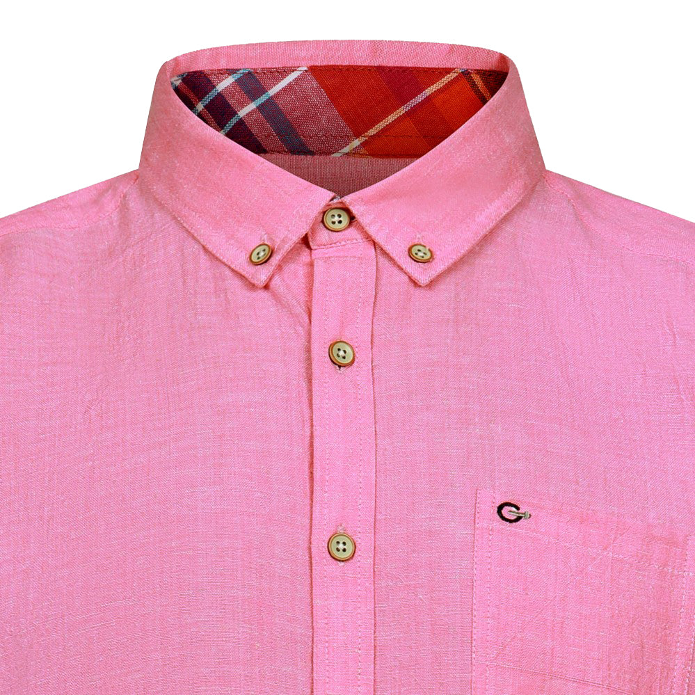 Peter Gribby Short Sleeve Linen Rich Shirt - Pink