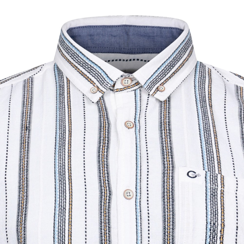 Peter Gribby Short Sleeve Ecru Stripe Shirt