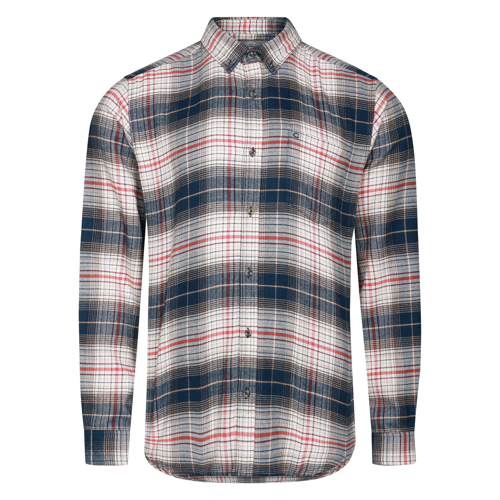 Peter Gribby Mens Long Sleeve Check Shirt - Cream