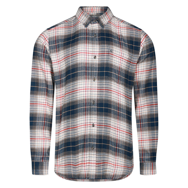 Peter Gribby Mens Long Sleeve Check Shirt - Cream Hover Image