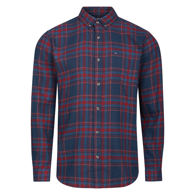 Peter Gribby Mens Long Sleeve Check Shirt - Teal Hover Image