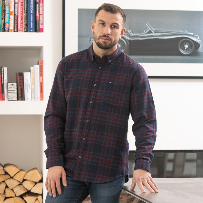 Peter Gribby Mens Long Sleeve Check Shirt - Teal Main Image