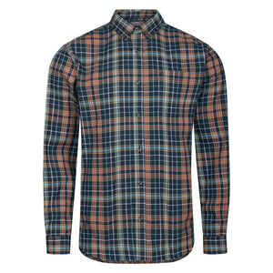 Peter Gribby Mens Long Sleeve Check Shirt - Navy