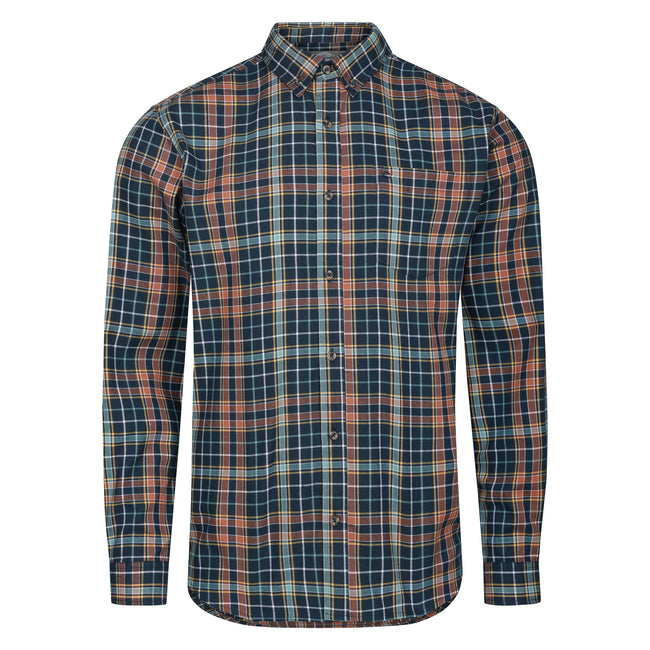 Peter Gribby Mens Long Sleeve Check Shirt - Navy Hover Image