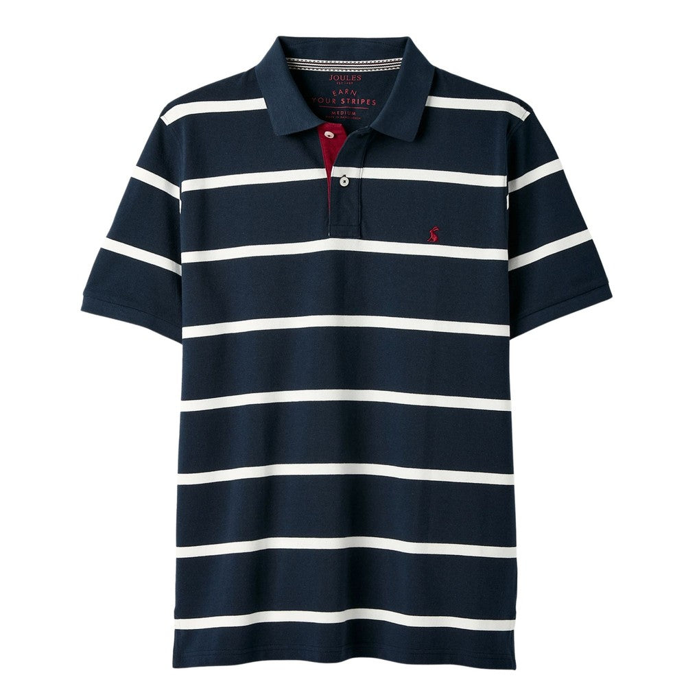 Joules Mens Filbert Pique Polo Shirt - Navy White Stripe
