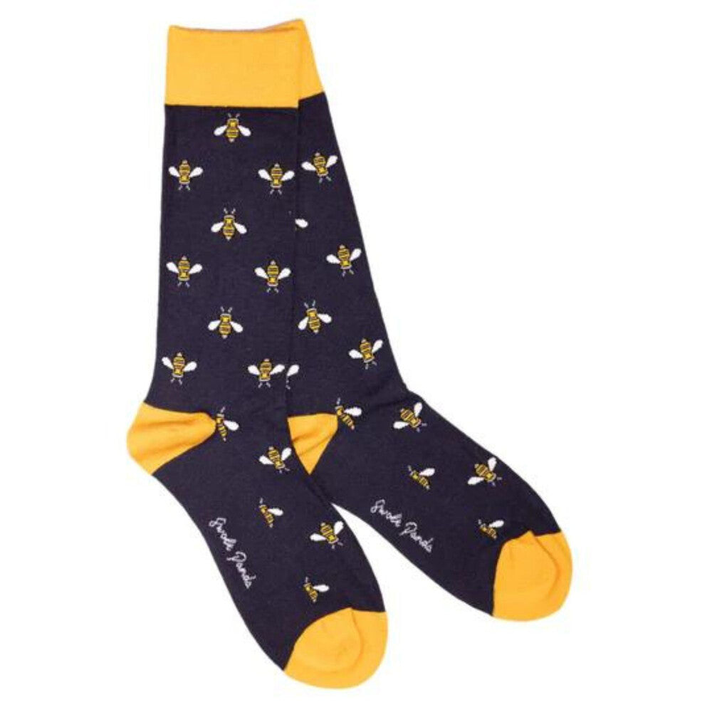 Swole Panda Bamboo Socks - Navy Bumblebee