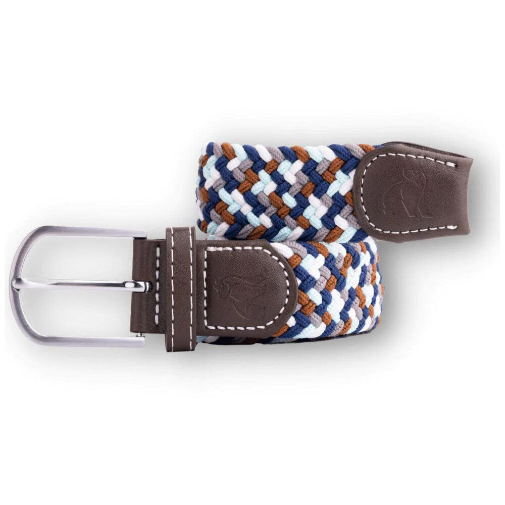 Swole Panda Zigzag Woven Belt - Navy Grey Brown