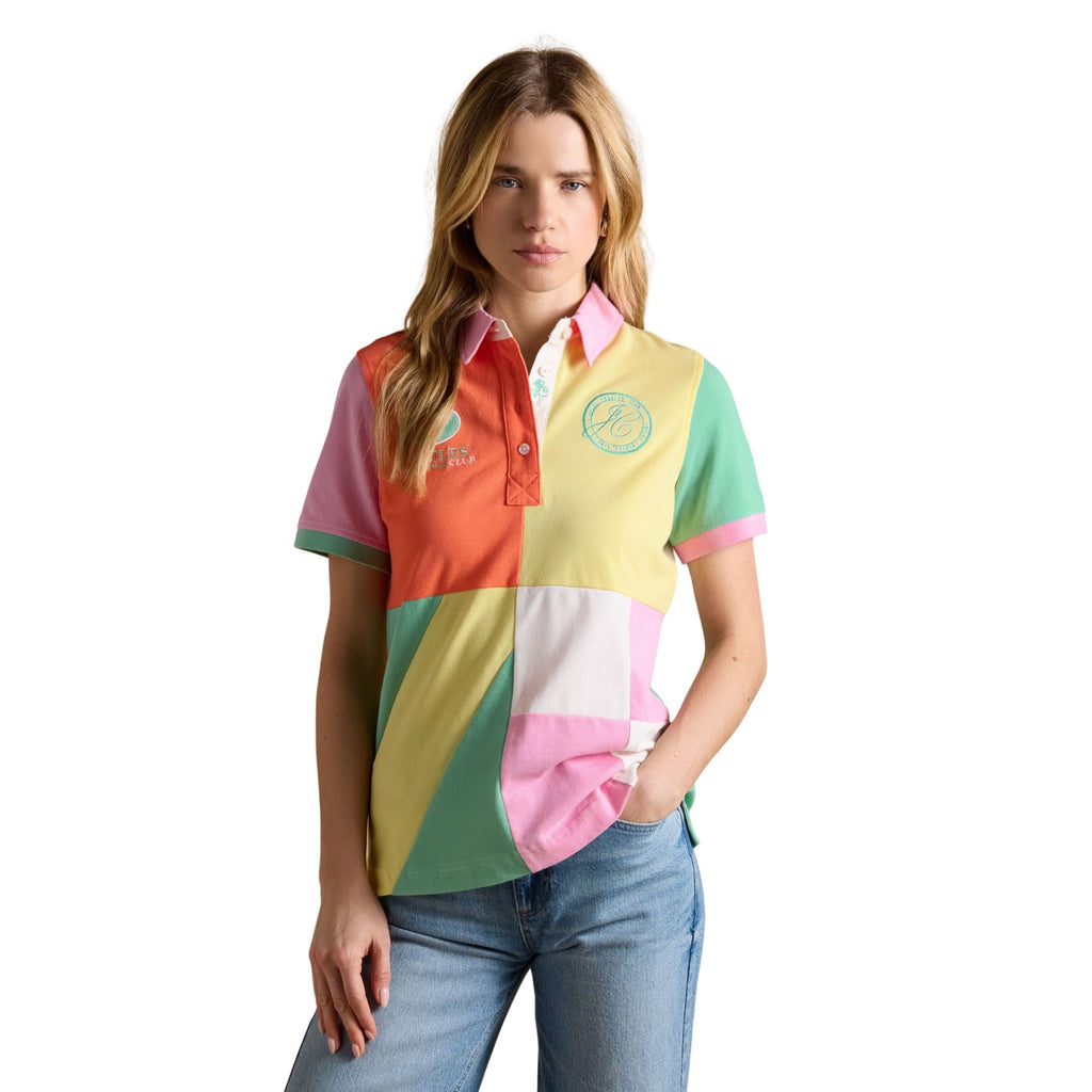 Joules Womens Beaufort Embroidered Short Sleeve Polo Shirt - Harlequin
