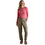 Joules Womens Relaxed Chino Tapered Trousers - Khaki Green