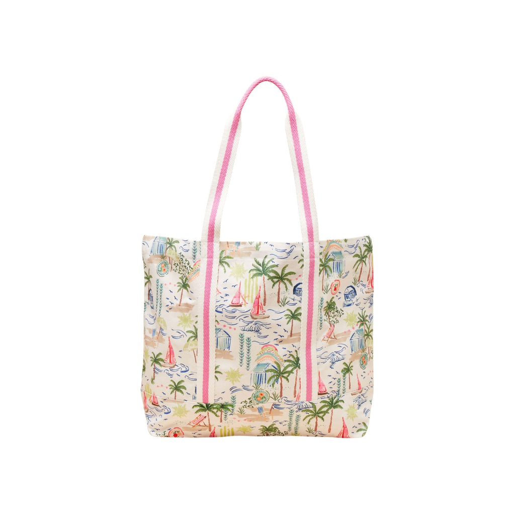 Joules Womens Promenade Canvas Tote Bag - Palm Print