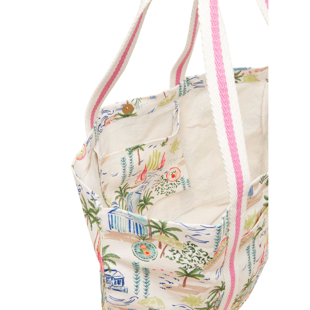 Joules Womens Promenade Canvas Tote Bag - Palm Print