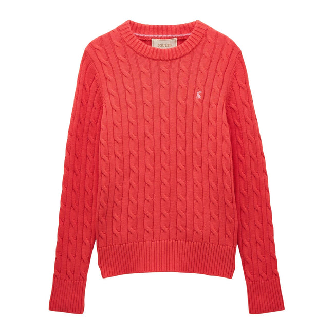 Joules Womens Classic Cable Jumper - Red Hover Image