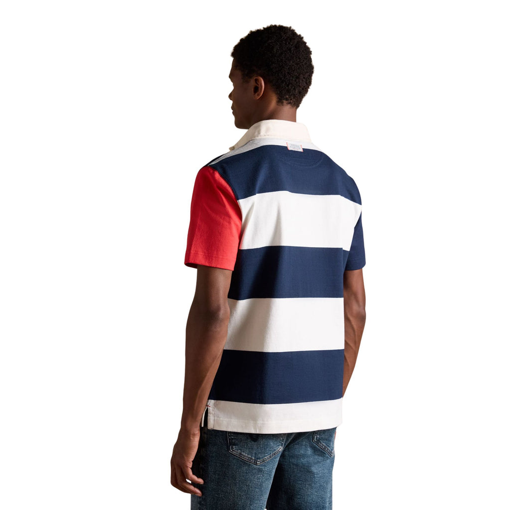 Joules Mens Rugby Club Short Sleeve Polo Shirt - White & Navy
