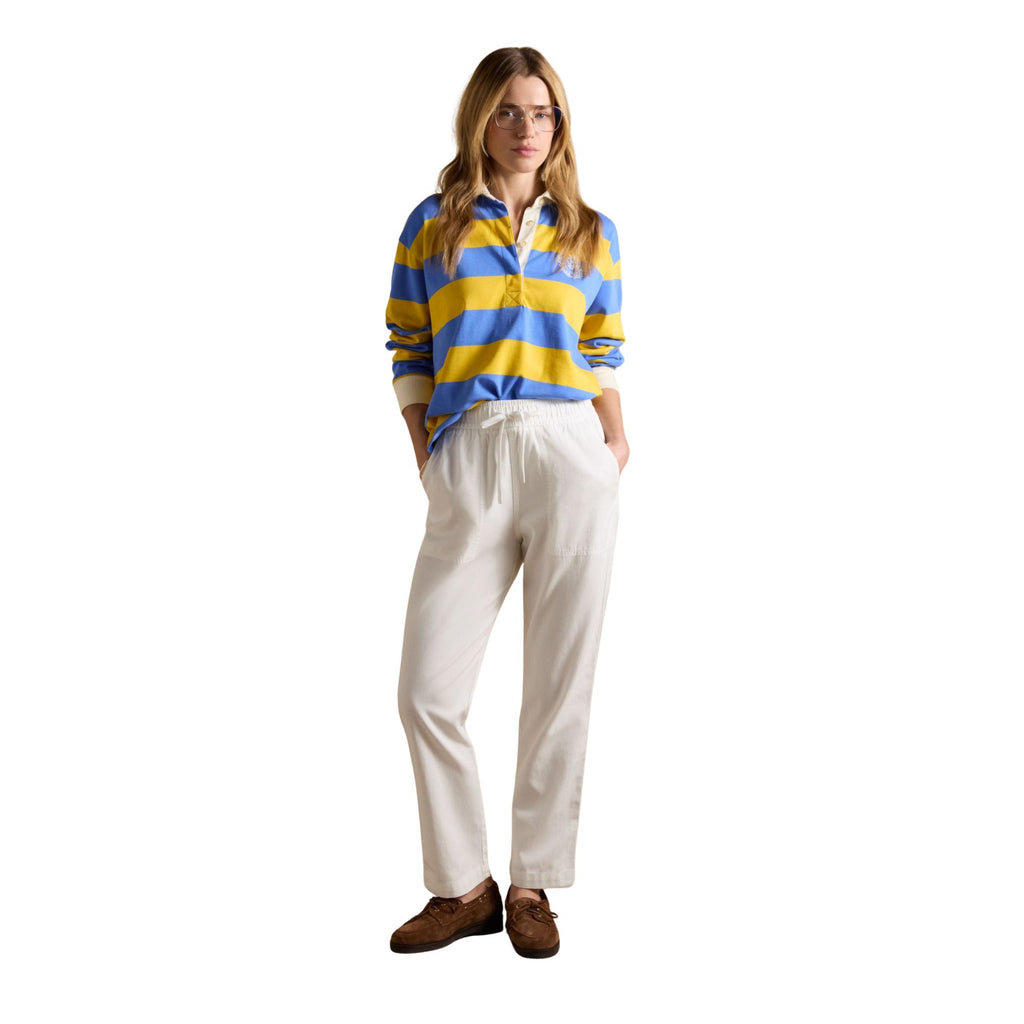 Joules Womens Relaxed Chino Tapered Trousers - Ecru