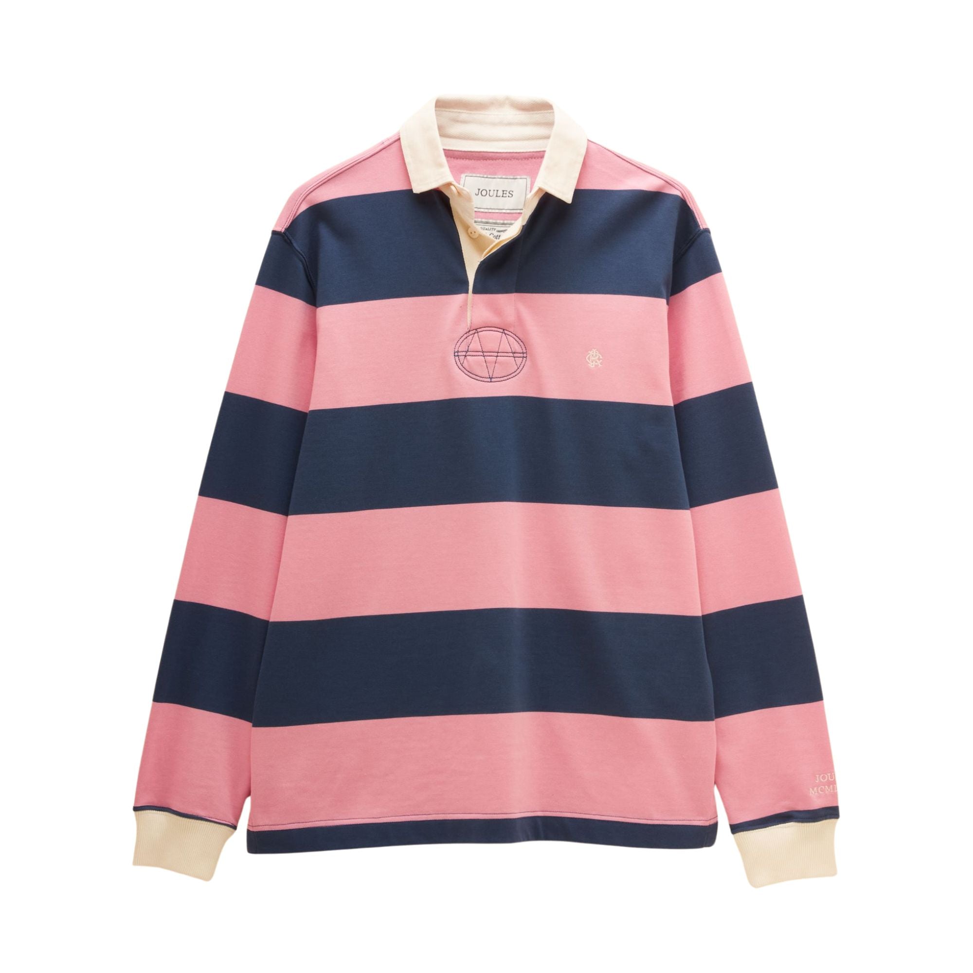 Joules Mens Rugby Club L/S Rugby Shirt - Pink/Blue