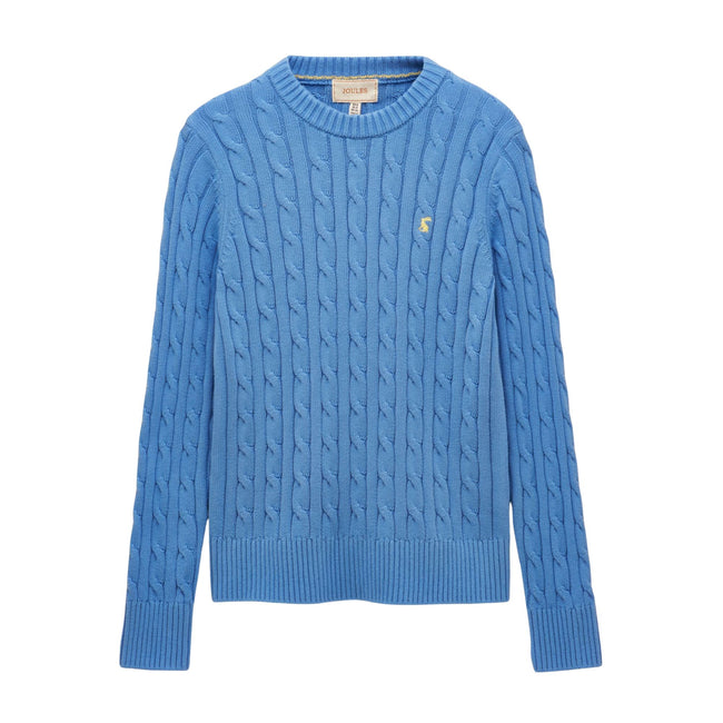 Joules Womens Classic Cable Jumper - Blue Hover Image