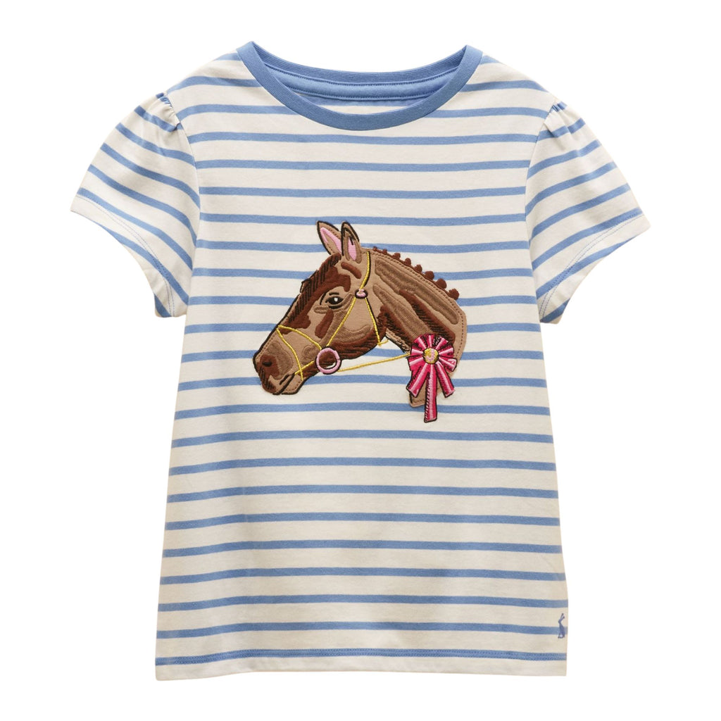 Joules Girls Astra T-Shirt - Blue Horse