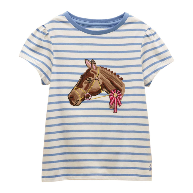 Joules Girls Astra T-Shirt - Blue Horse Hover Image