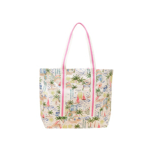 Joules Womens Promenade Canvas Tote Bag - Palm Print