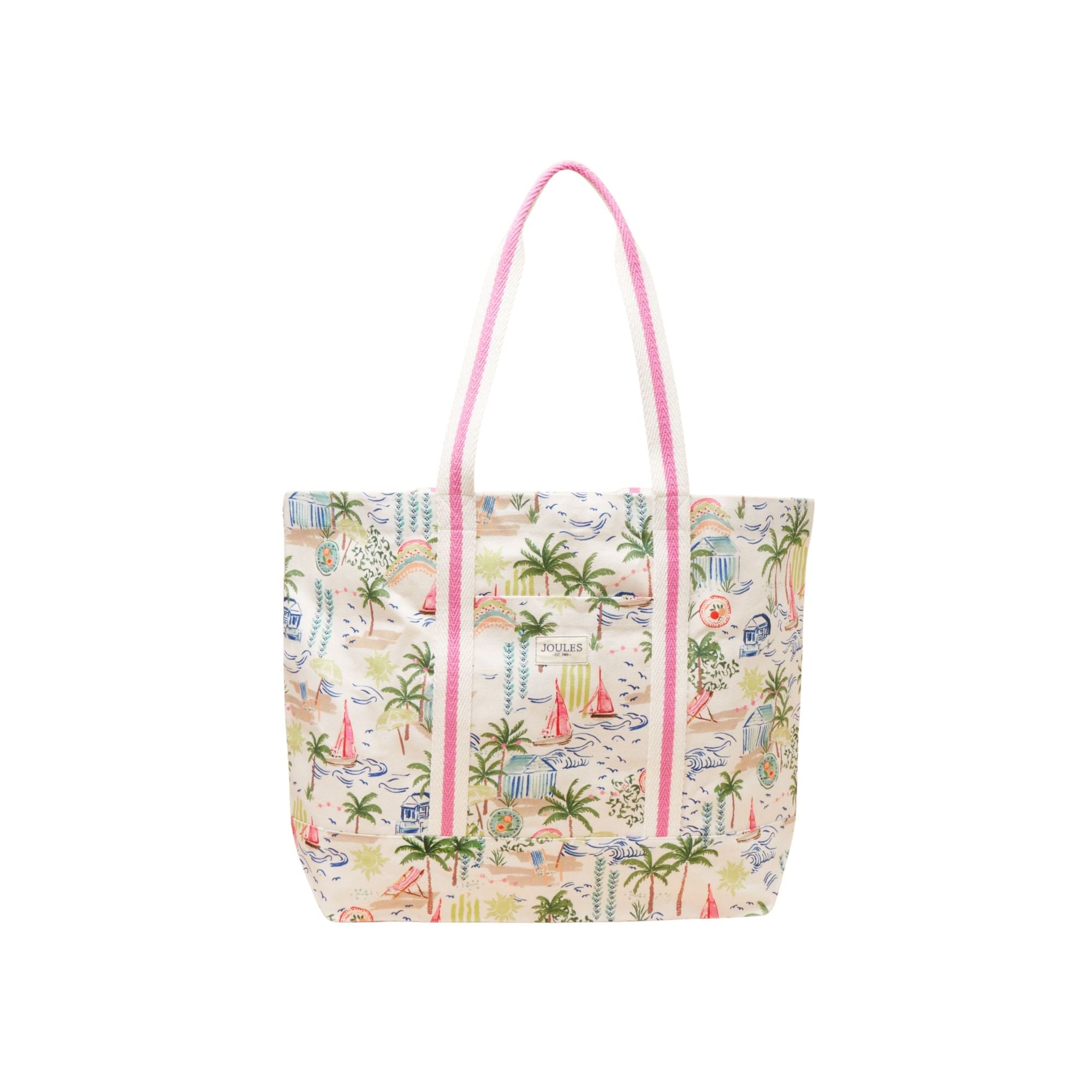 Joules Womens Promenade Canvas Tote Bag - Palm Print