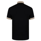 Gabicci Contrasting Collar & Cuff Patterned Jersey Polo Shirt - Black
