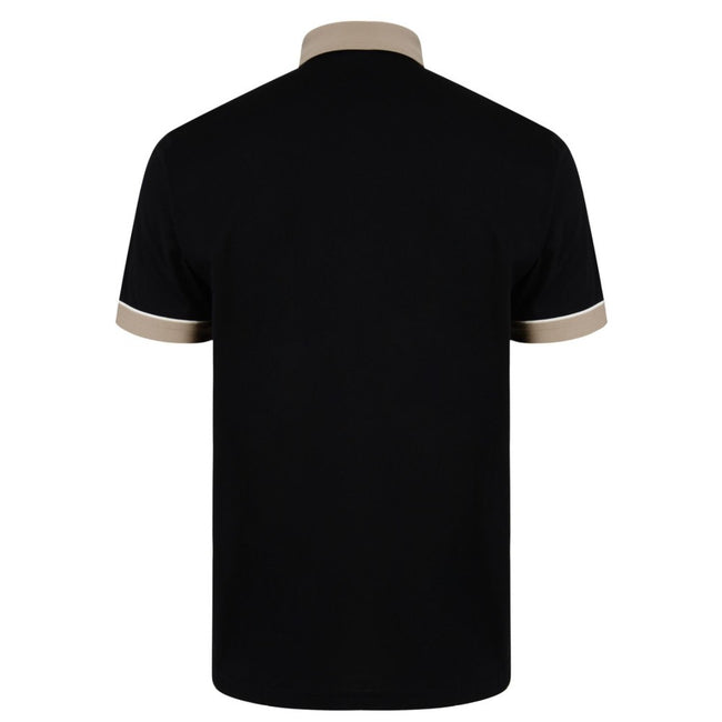 Gabicci Contrasting Collar & Cuff Patterned Jersey Polo Shirt - Black Main Image