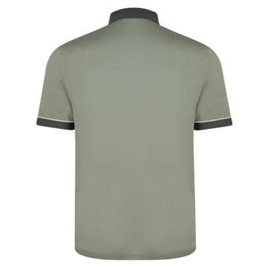 Gabicci Contrasting Collar & Cuff Patterned Jersey Polo Shirt - Sage