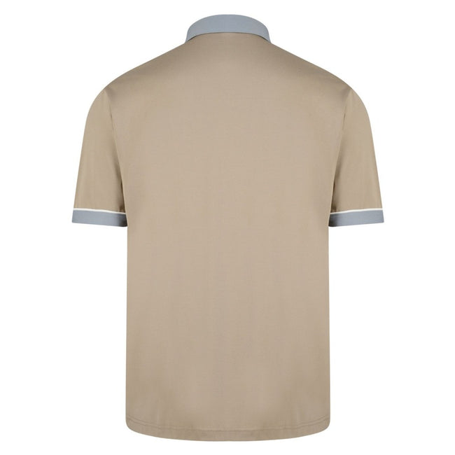 Gabicci Contrasting Collar & Cuff Patterned Jersey Polo Shirt - Stone Main Image